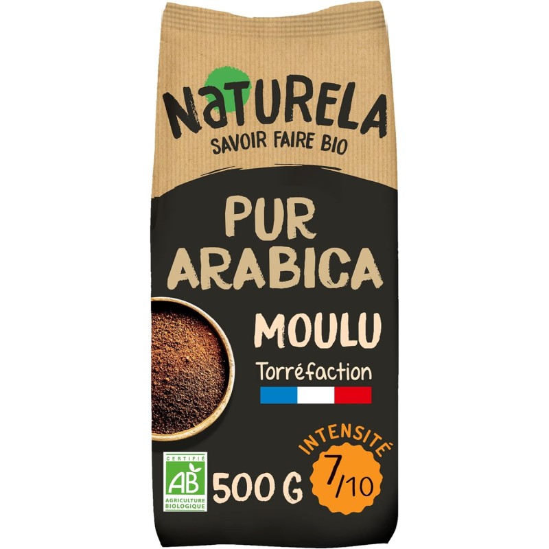 Café Moulu Bio NATURELA : Arabica, Fabriqué en France, 500g